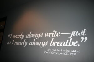 Citat på engelska av John Steinbeck: I nearly always write just as I nearly always breathe.